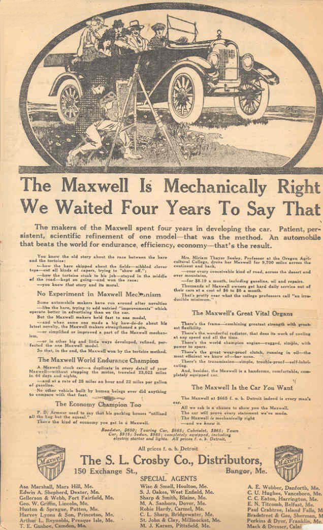 1917 Maxwell Auto Advertising